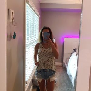 White Blouse with Black Print